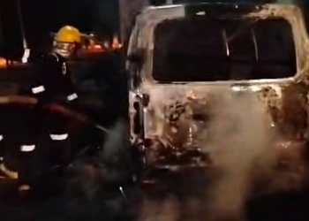 Driver Rushed to the Hospital, As Fully Loaded Bus Catches Fire in Anambra