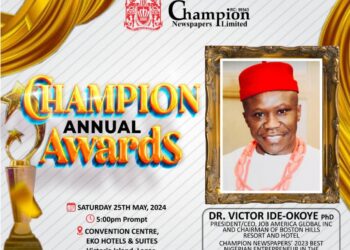Champion Newspaper Names American-Based Businessman,Victor Ide-Okoye Best Nigerian Entrepreneur in Diaspora of the Year.