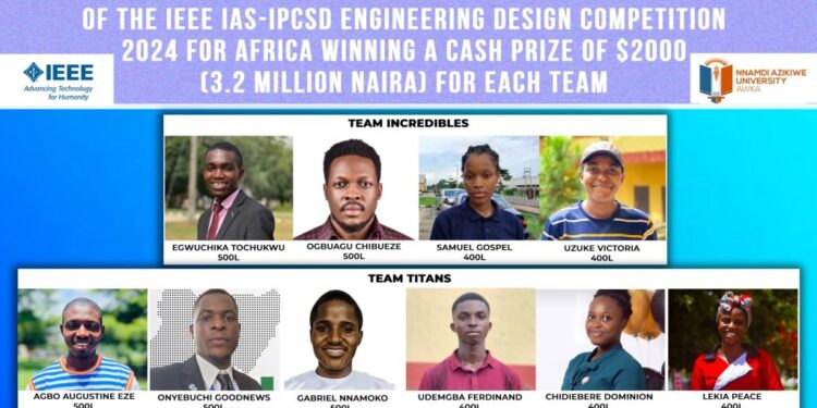 UNIZIK Engineering Students Grab $4,000 In An International Design Contest Organized By The IEEE