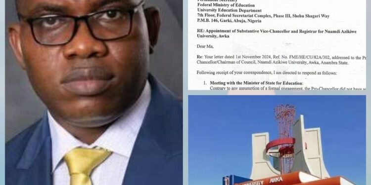 UNIZIK Replies FG over Sack of New VC, Cites Court Judgement as Backup