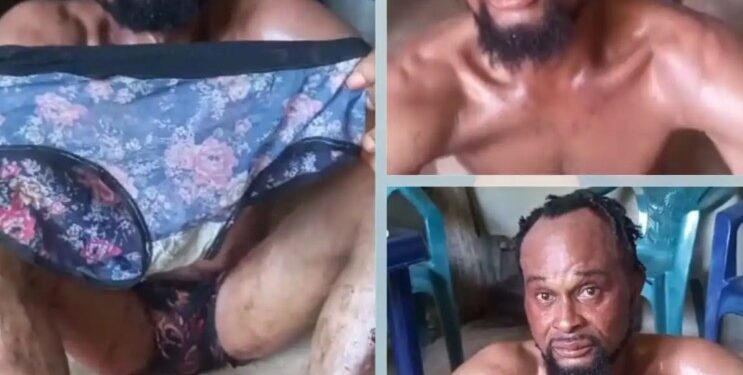 “Yahoo Man” from Imo State Arrested with Lady’s Pant in Anambra. (Videos)