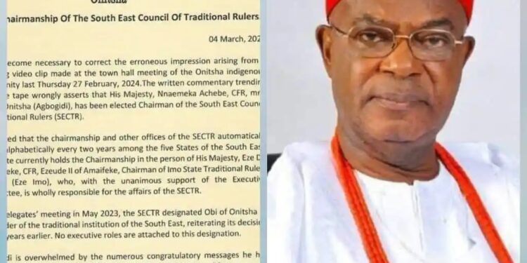 Igwe Achebe Was Not Elected South East Traditional Rulers Council Chairman — Chief of Staff