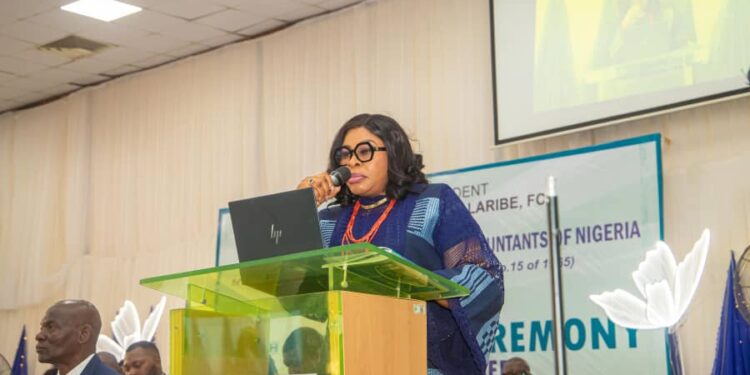 Keystone Bank Chairman, Lady Ada Speaks at ICAN 75th Induction Ceremony.