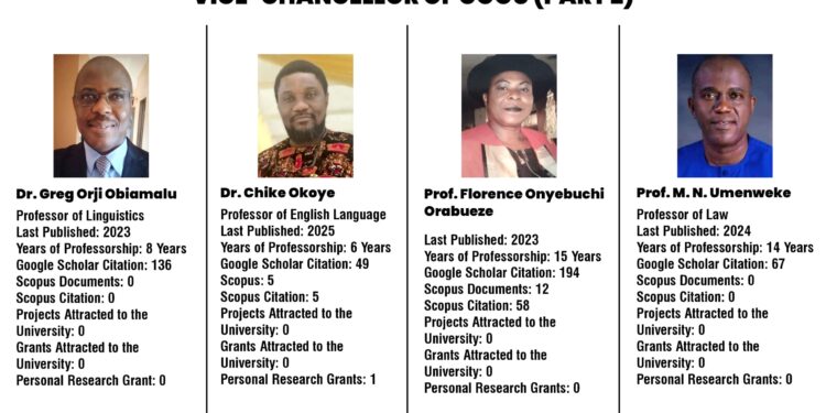Assessing Contenders for the Substantive VC Position at Chukwuemeka Odumegwu Ojukwu University, Part 2