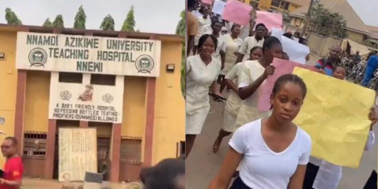 Anambra Varsity Nursing Students Protest Massive Fee Increase.