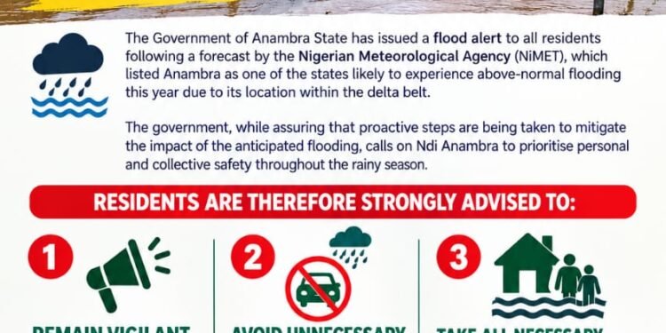 Anambra State Government issues public safety advisory as downpour intensifies
