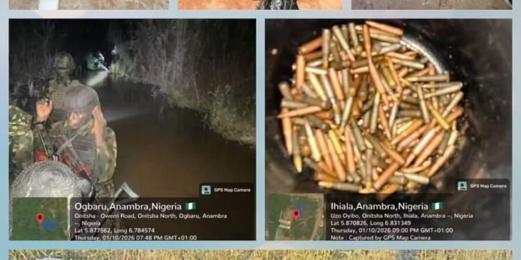 One Arrested as Troops Bust Gunmen Camp in Anambra Forest, Recover Guns, Bomb-Making Items, Others